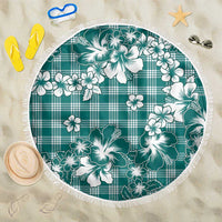 Hibiscus Pakala Aqua Teal Beach Blanket Tropical Floral Stylized - Polynesian Pride