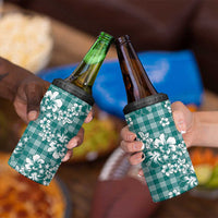 Hibiscus Pakala Aqua Teal 4 in 1 Can Cooler Tumbler Tropical Floral Stylized - Polynesian Pride