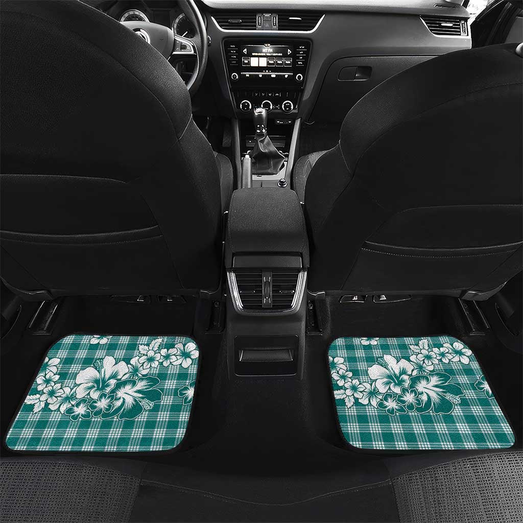 Hibiscus Pakala Aqua Teal Car Mats Tropical Floral Stylized - Polynesian Pride
