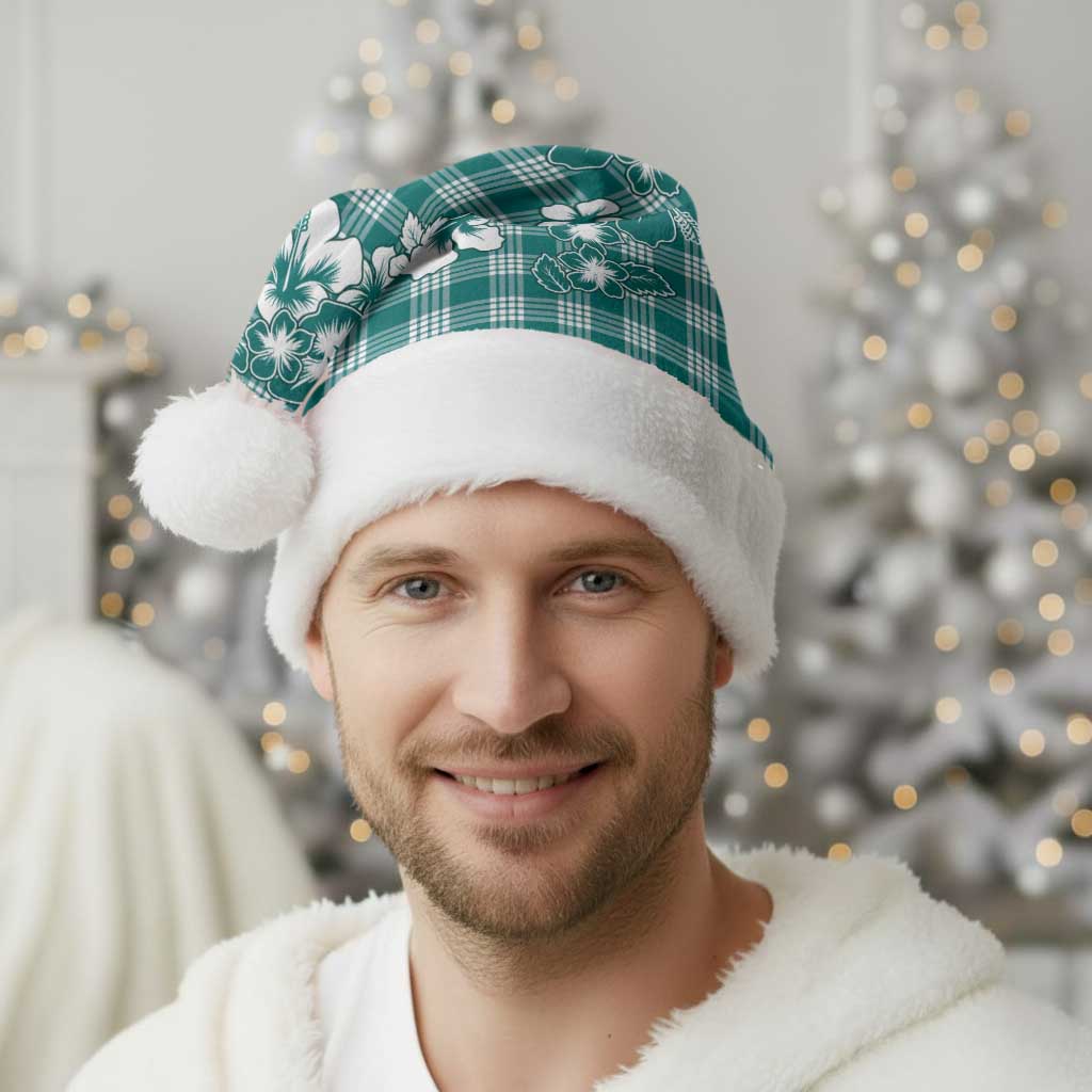 Hibiscus Pakala Aqua Teal Christmas Santa Hat Tropical Floral Stylized - Polynesian Pride