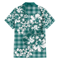 Hibiscus Pakala Aqua Teal Family Matching Summer Maxi Dress and Hawaiian Shirt Tropical Floral Stylized LT01 - Polynesian Pride