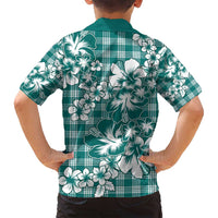 Hibiscus Pakala Aqua Teal Family Matching Tank Maxi Dress and Hawaiian Shirt Tropical Floral Stylized LT01 - Polynesian Pride