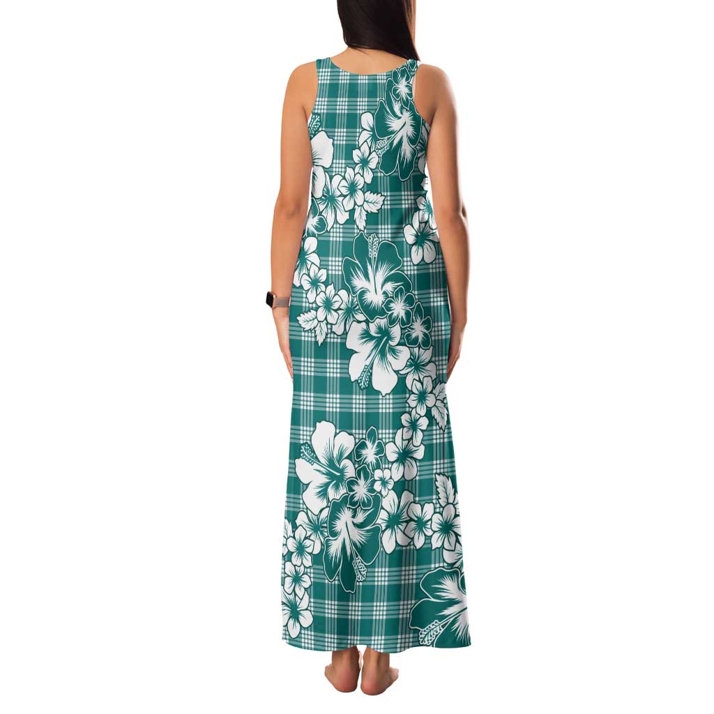 Hibiscus Pakala Aqua Teal Family Matching Tank Maxi Dress and Hawaiian Shirt Tropical Floral Stylized LT01 - Polynesian Pride