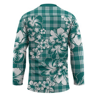 Hibiscus Pakala Aqua Teal Hockey Jersey Tropical Floral Stylized - Polynesian Pride