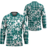 Hibiscus Pakala Aqua Teal Hockey Jersey Tropical Floral Stylized - Polynesian Pride