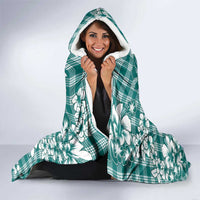 Hibiscus Pakala Aqua Teal Hooded Blanket Tropical Floral Stylized LT01 - Polynesian Pride