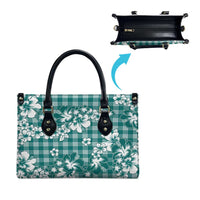 Hibiscus Pakala Aqua Teal Leather Bag Tropical Floral Stylized - Polynesian Pride