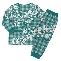 Hibiscus Pakala Aqua Teal Christmas Pajama Set Tropical Floral Stylized - Polynesian Pride