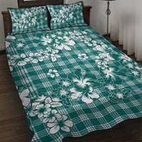 Hibiscus Pakala Aqua Teal Quilt Bed Set Tropical Floral Stylized LT01 Teal - Polynesian Pride