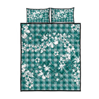 Hibiscus Pakala Aqua Teal Quilt Bed Set Tropical Floral Stylized LT01 - Polynesian Pride