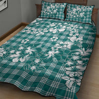 Hibiscus Pakala Aqua Teal Quilt Bed Set Tropical Floral Stylized LT01 - Polynesian Pride