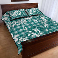 Hibiscus Pakala Aqua Teal Quilt Bed Set Tropical Floral Stylized LT01 - Polynesian Pride
