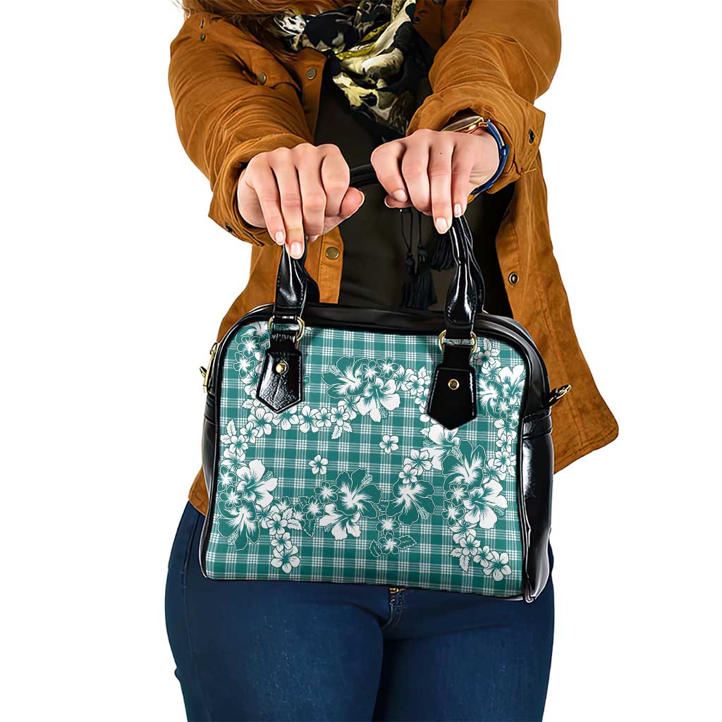 Hibiscus Pakala Aqua Teal Shoulder Handbag Tropical Floral Stylized - Polynesian Pride