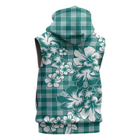 Hibiscus Pakala Aqua Teal Sleeveless Hoodie Tropical Floral Stylized LT01 - Polynesian Pride