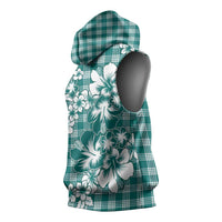Hibiscus Pakala Aqua Teal Sleeveless Hoodie Tropical Floral Stylized LT01 - Polynesian Pride