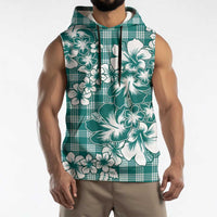 Hibiscus Pakala Aqua Teal Sleeveless Hoodie Tropical Floral Stylized LT01 - Polynesian Pride