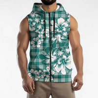 Hibiscus Pakala Aqua Teal Sleeveless Zip Hoodie Tropical Floral Stylized - Polynesian Pride