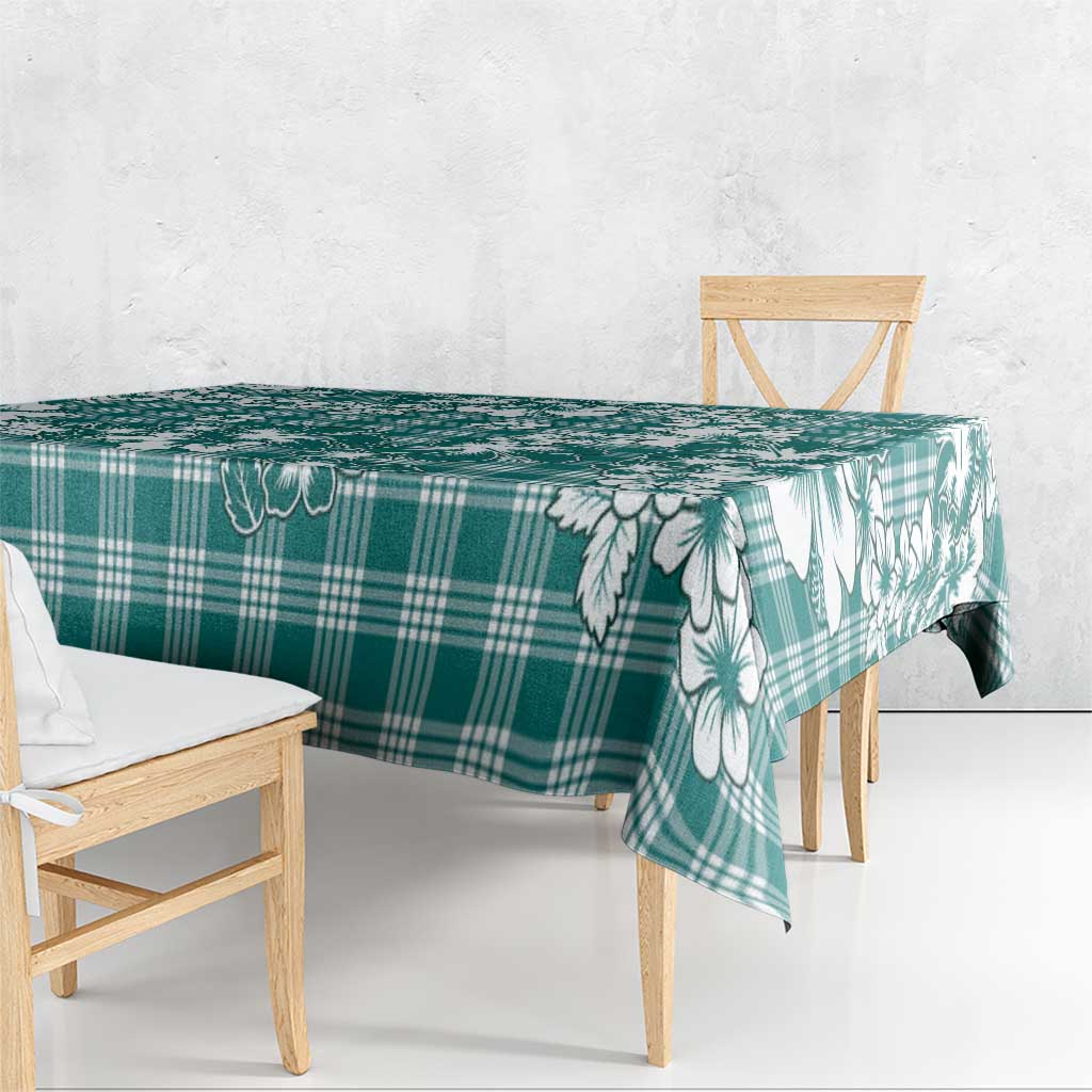 Hibiscus Pakala Aqua Teal Tablecloth Tropical Floral Stylized - Polynesian Pride