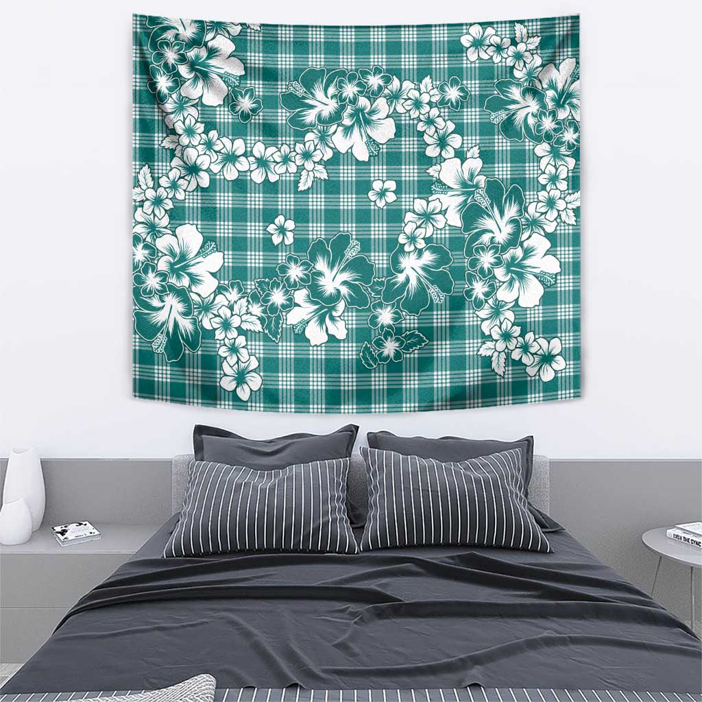 Hibiscus Pakala Aqua Teal Tapestry Tropical Floral Stylized - Polynesian Pride
