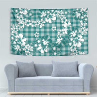 Hibiscus Pakala Aqua Teal Tapestry Tropical Floral Stylized - Polynesian Pride