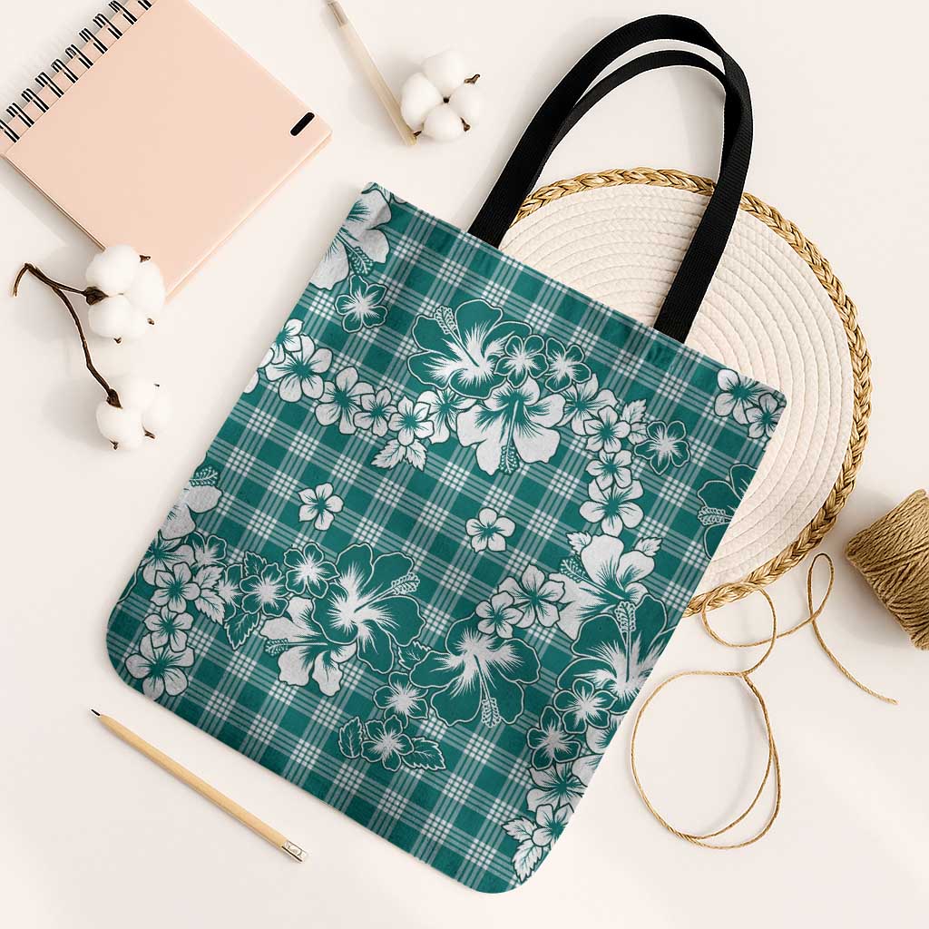 Hibiscus Pakala Aqua Teal Tote Bag Tropical Floral Stylized - Polynesian Pride