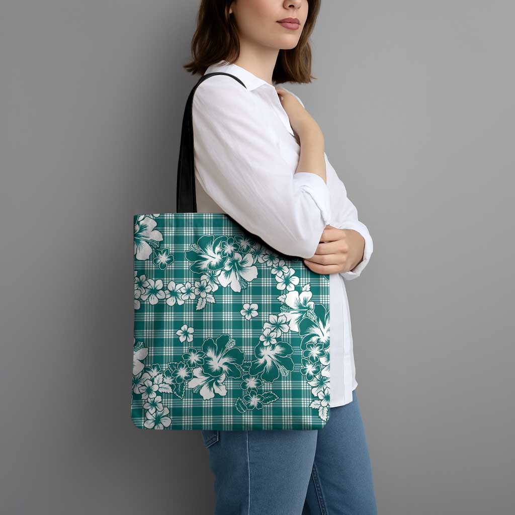 Hibiscus Pakala Aqua Teal Tote Bag Tropical Floral Stylized - Polynesian Pride