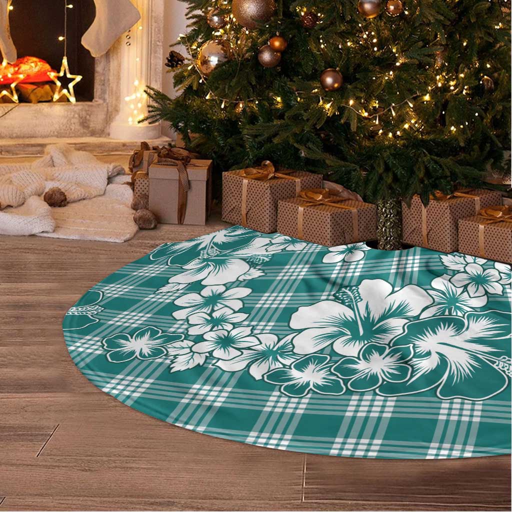 Hibiscus Pakala Aqua Teal Tree Skirt Tropical Floral Stylized - Polynesian Pride