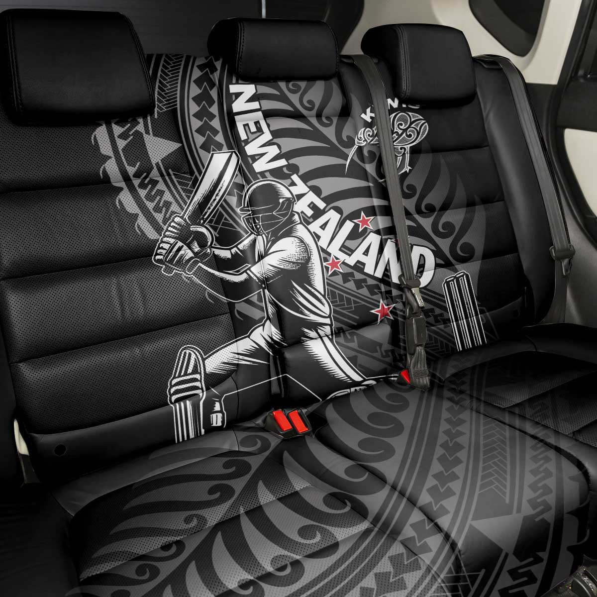 New Zealand Cricket Back Car Seat Cover Maori Kiwi Black Fern LT01 - Polynesian Pride