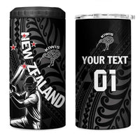 Custom New Zealand Cricket 4 in 1 Can Cooler Tumbler Maori Kiwi Black Fern LT01 One Size: 16 oz Black - Polynesian Pride