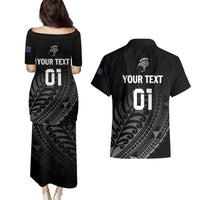 Custom New Zealand Cricket Couples Matching Puletasi and Hawaiian Shirt Maori Kiwi Black Fern LT01 - Polynesian Pride