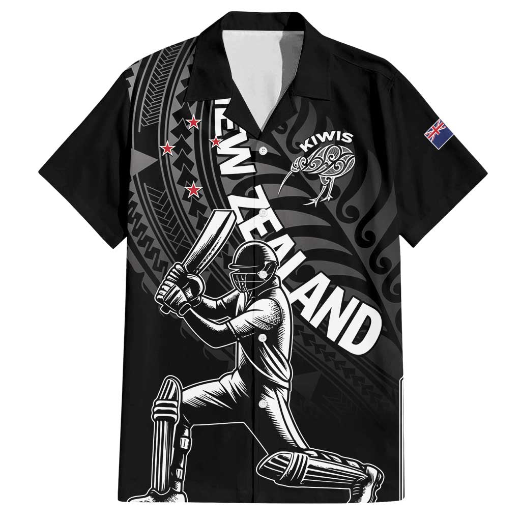 Custom New Zealand Cricket Family Matching Long Sleeve Bodycon Dress and Hawaiian Shirt Maori Kiwi Black Fern LT01 Dad's Shirt - Short Sleeve Black - Polynesian Pride