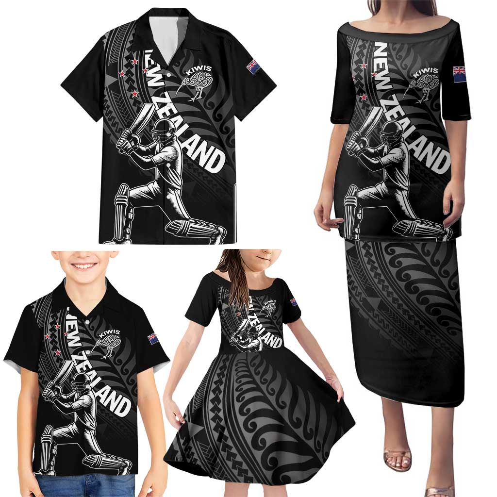 Custom New Zealand Cricket Family Matching Puletasi and Hawaiian Shirt Maori Kiwi Black Fern LT01 - Polynesian Pride