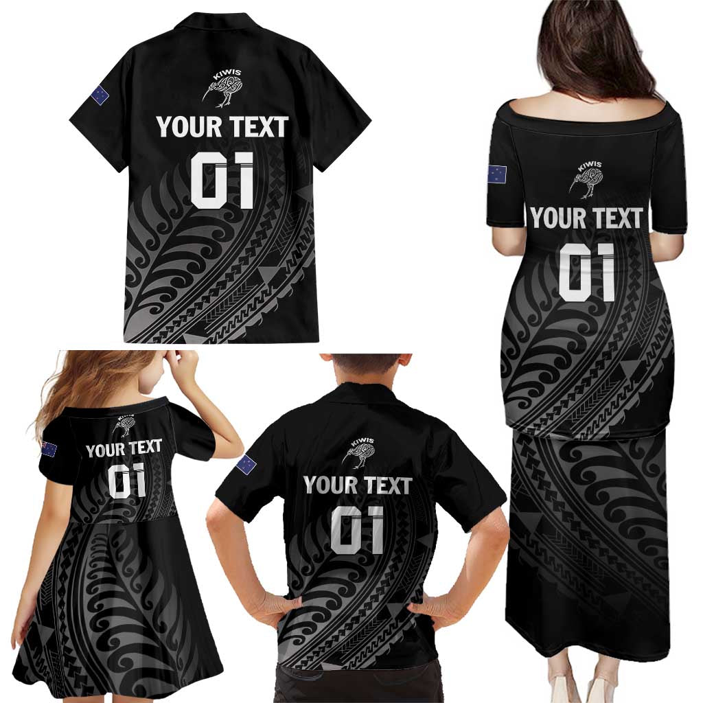 Custom New Zealand Cricket Family Matching Puletasi and Hawaiian Shirt Maori Kiwi Black Fern LT01 - Polynesian Pride