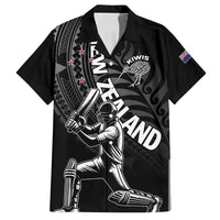 Custom New Zealand Cricket Family Matching Puletasi and Hawaiian Shirt Maori Kiwi Black Fern LT01 Dad's Shirt - Short Sleeve Black - Polynesian Pride