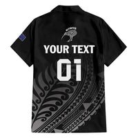 Custom New Zealand Cricket Family Matching Short Sleeve Bodycon Dress and Hawaiian Shirt Maori Kiwi Black Fern LT01 - Polynesian Pride