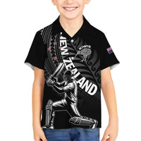Custom New Zealand Cricket Family Matching Tank Maxi Dress and Hawaiian Shirt Maori Kiwi Black Fern LT01 Son's Shirt Black - Polynesian Pride