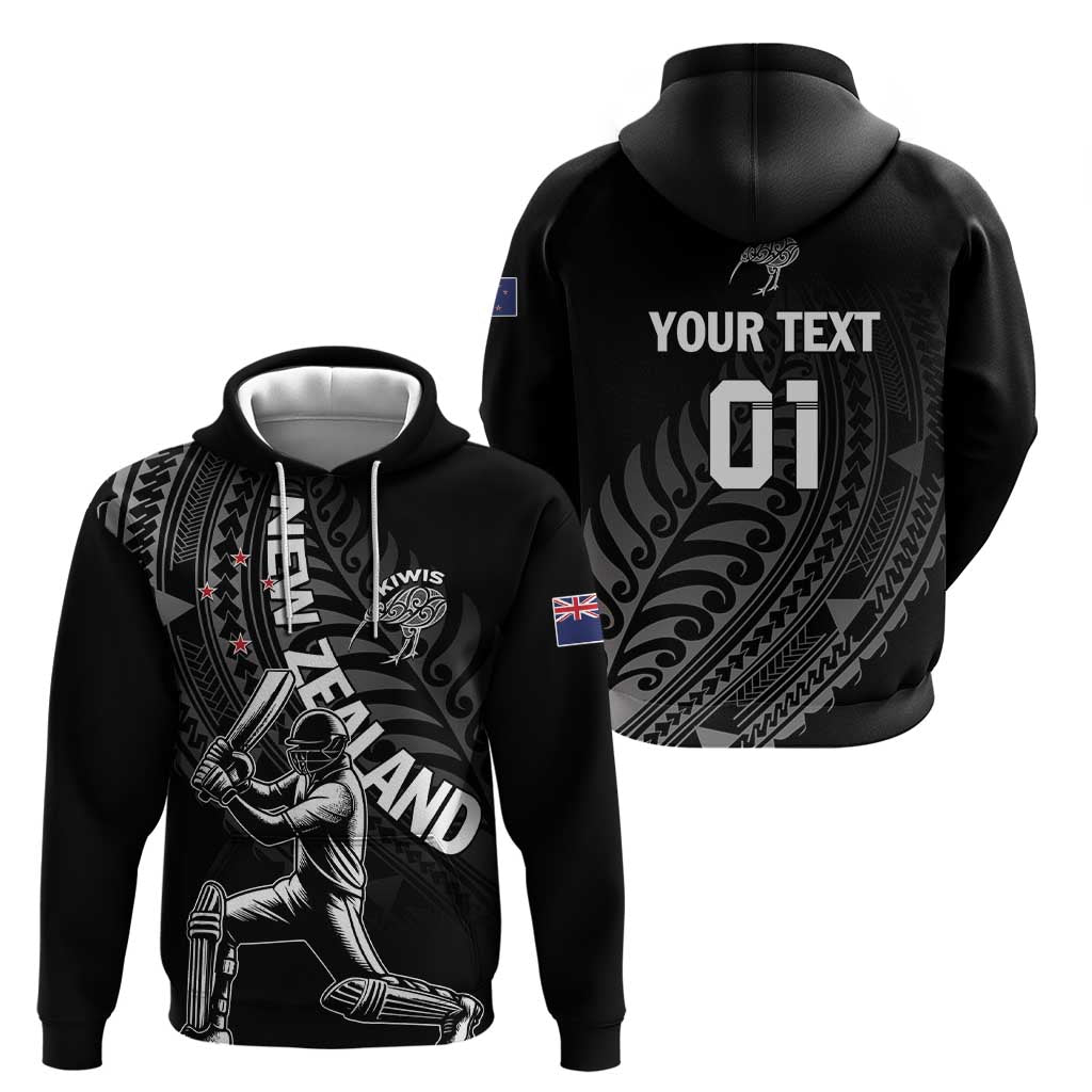 Custom New Zealand Cricket Hoodie Maori Kiwi Black Fern LT01 - Polynesian Pride