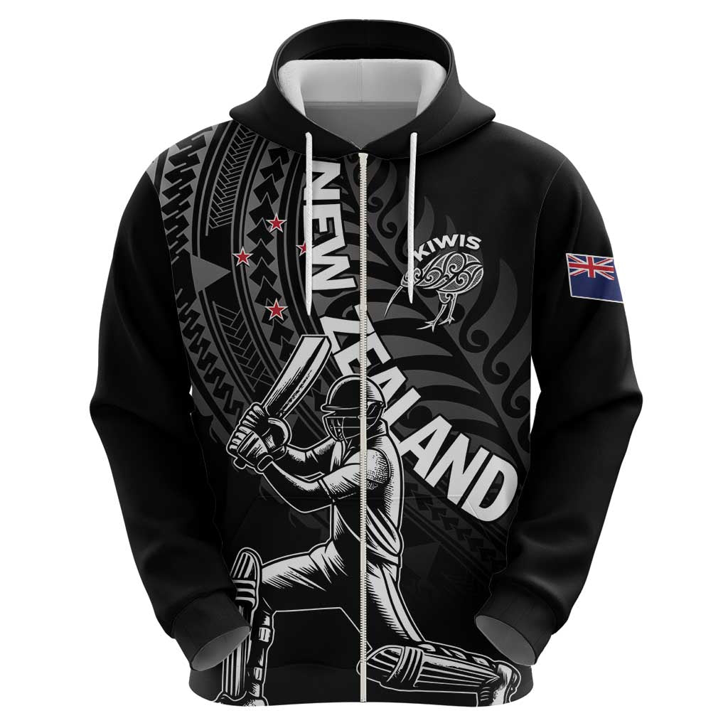 Custom New Zealand Cricket Hoodie Maori Kiwi Black Fern LT01 - Polynesian Pride