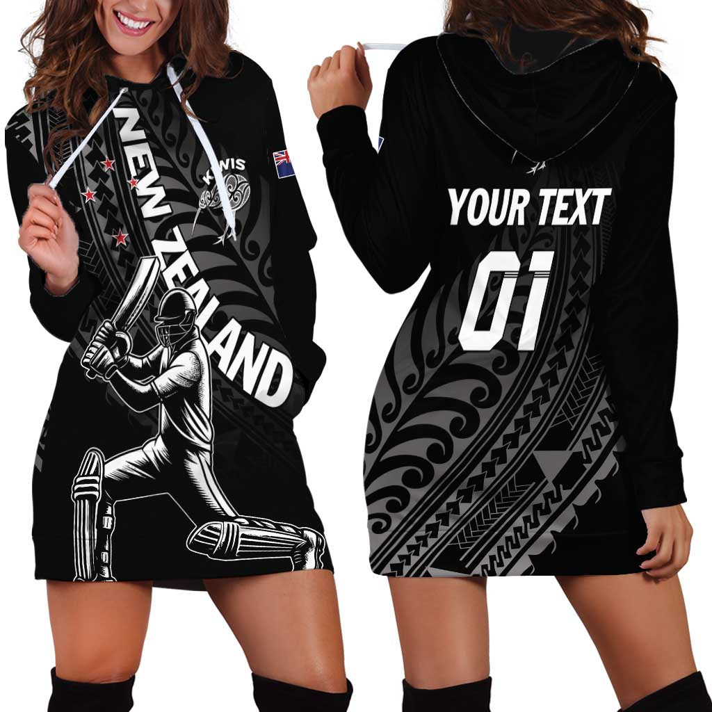 Custom New Zealand Cricket Hoodie Dress Maori Kiwi Black Fern LT01 - Polynesian Pride