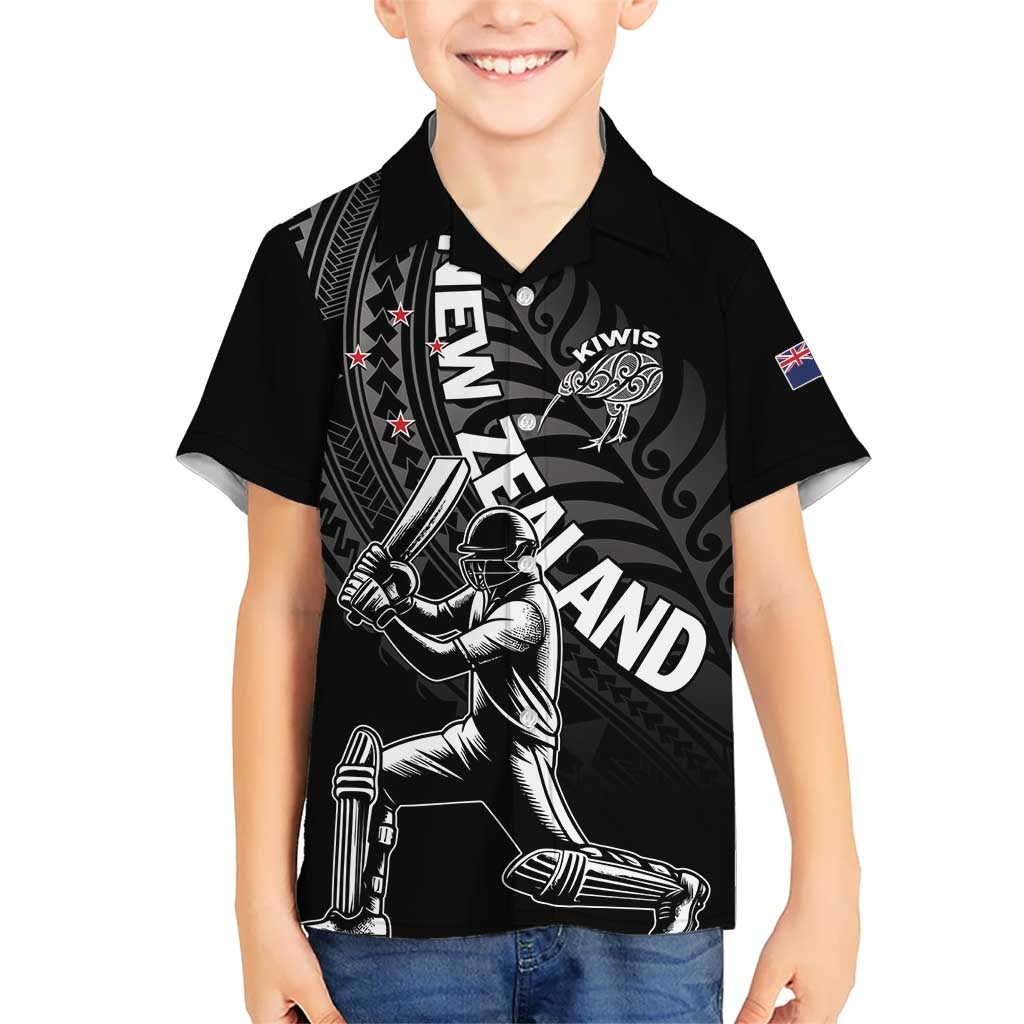 Custom New Zealand Cricket Kid Hawaiian Shirt Maori Kiwi Black Fern LT01 Kid Black - Polynesian Pride