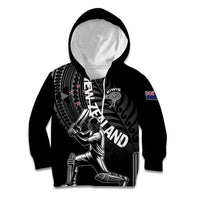 Custom New Zealand Cricket Kid Hoodie Maori Kiwi Black Fern LT01 Hoodie Black - Polynesian Pride