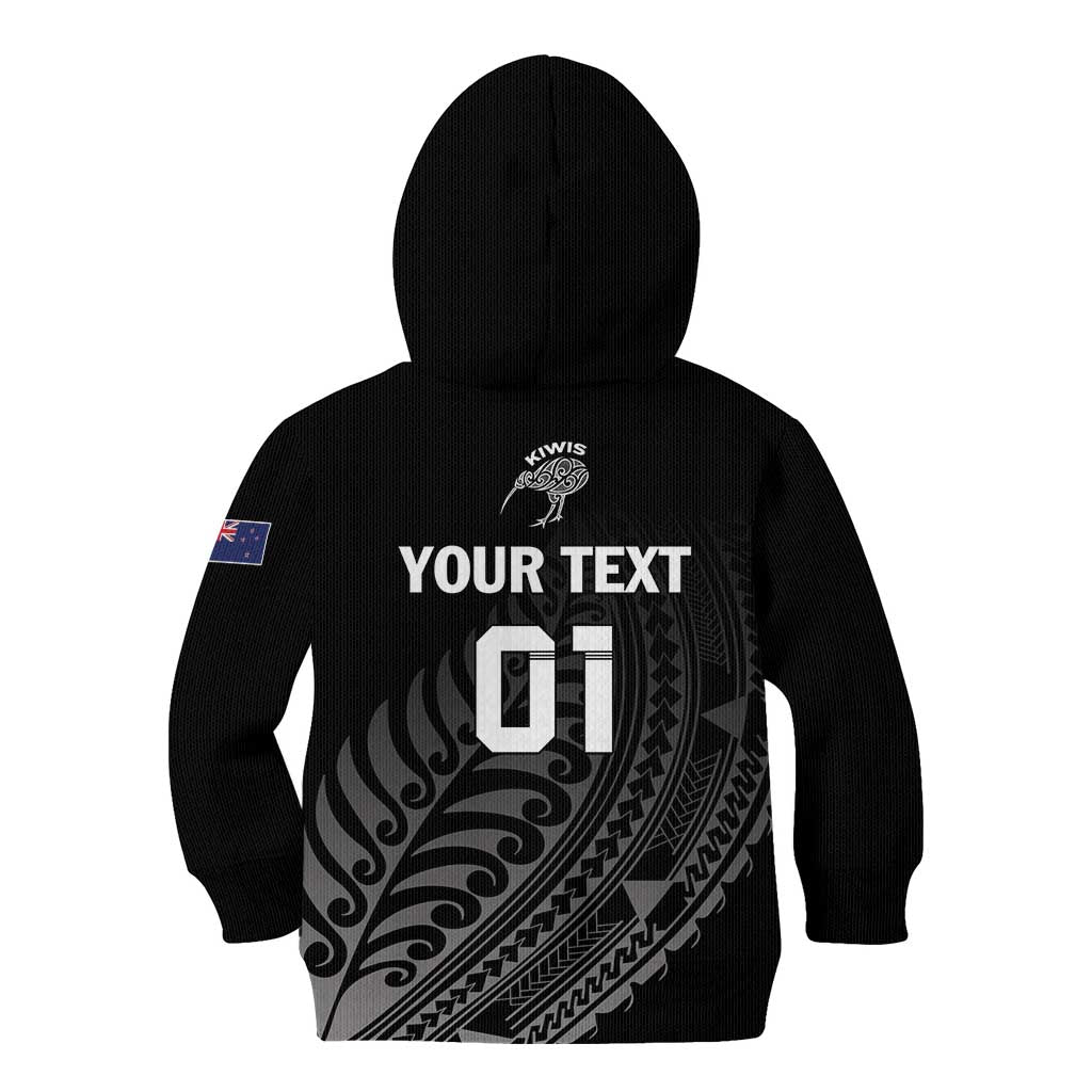 Custom New Zealand Cricket Kid Hoodie Maori Kiwi Black Fern LT01 - Polynesian Pride