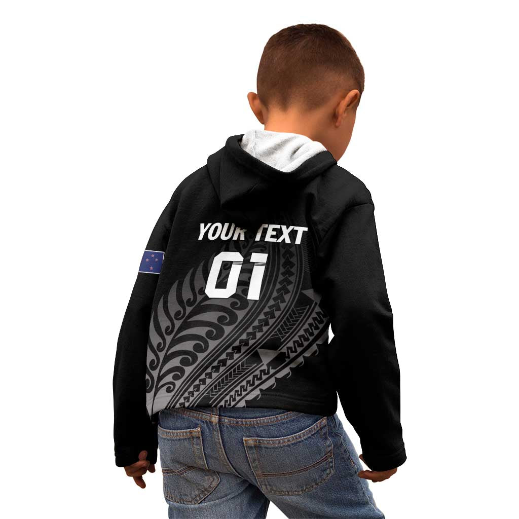 Custom New Zealand Cricket Kid Hoodie Maori Kiwi Black Fern LT01 - Polynesian Pride