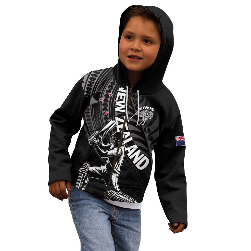Custom New Zealand Cricket Kid Hoodie Maori Kiwi Black Fern LT01 - Polynesian Pride