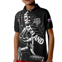 Custom New Zealand Cricket Kid Polo Shirt Maori Kiwi Black Fern LT01 Kid Black - Polynesian Pride