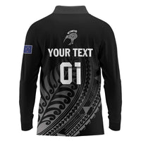 Custom New Zealand Cricket Long Sleeve Polo Shirt Maori Kiwi Black Fern LT01 - Polynesian Pride