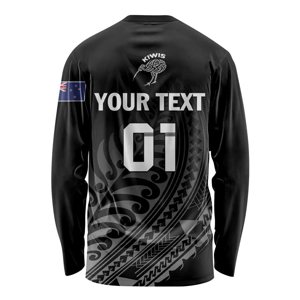 Custom New Zealand Cricket Long Sleeve Shirt Maori Kiwi Black Fern LT01 - Polynesian Pride