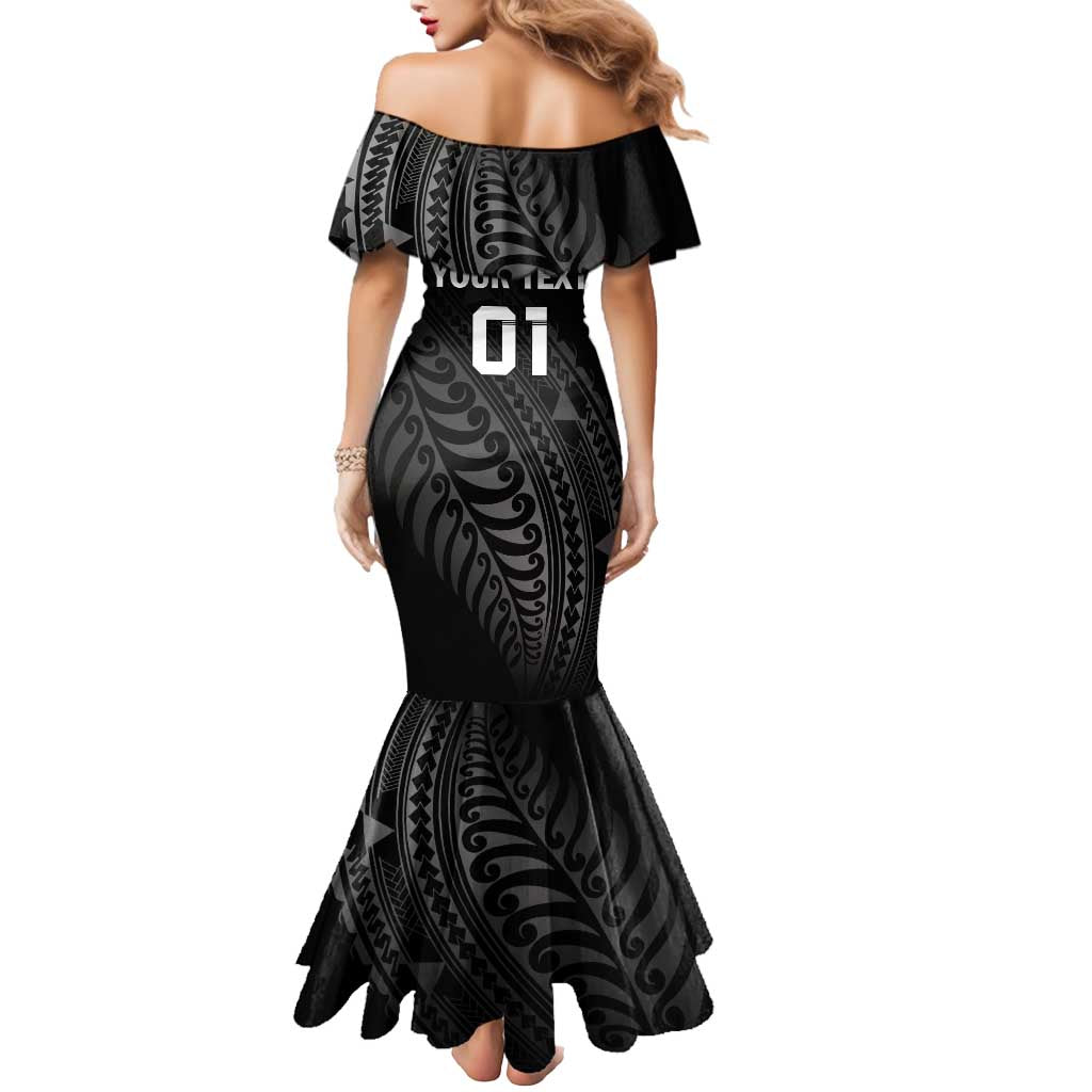 Custom New Zealand Cricket Mermaid Dress Maori Kiwi Black Fern LT01 - Polynesian Pride