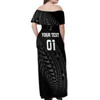 Custom New Zealand Cricket Off Shoulder Maxi Dress Maori Kiwi Black Fern LT01 - Polynesian Pride
