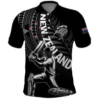 Custom New Zealand Cricket Polo Shirt Maori Kiwi Black Fern LT01 Black - Polynesian Pride